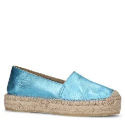 Metallic Blauwe Leren Espadrilles^Sacha New