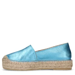 Metallic Blauwe Leren Espadrilles^Sacha New