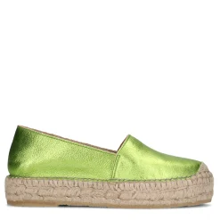 Metallic Groene Leren Espadrilles^Sacha Best Sale