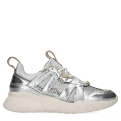 Metallic Leren Lage Sneakers^Sacha Best