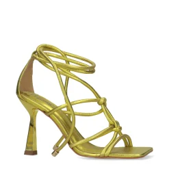 Metallic Limegroene Sandalen Met Trechterhak^Sacha Fashion