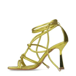 Metallic Limegroene Sandalen Met Trechterhak^Sacha Fashion