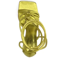 Metallic Limegroene Sandalen Met Trechterhak^Sacha Fashion