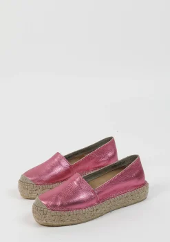 Metallic Roze Leren Espadrilles^Sacha Clearance