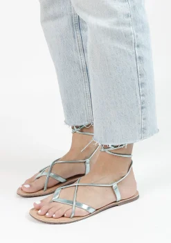 Mintgroene Metallic Leren Sandalen^Sacha Clearance