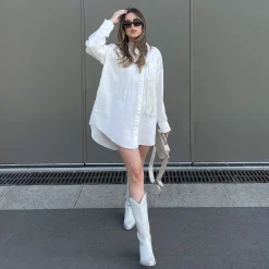 Off White Leren Cowboylaarzen Met Stiksels^Sacha Cheap