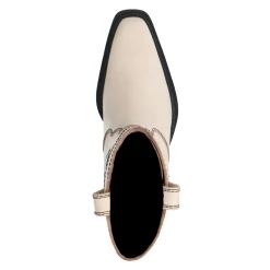 Off White Leren Cowboylaarzen Met Zwarte Sierstiksels^Sacha New