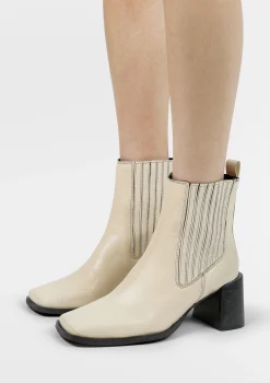 Off White Leren Enkellaarsjes Met Blokhak^Sacha Online