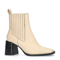 Off White Leren Enkellaarsjes Met Blokhak^Sacha Online