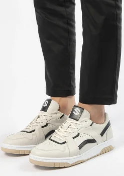 Off White Leren Sneakers Met Zwarte Details^Sacha Fashion