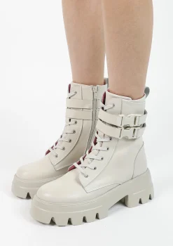 Off White Leren Veterboots^Sacha Sale