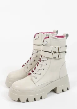 Off White Leren Veterboots^Sacha Sale