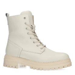 Off White Leren Veterboots Met Imitatiebont^Sacha Hot