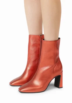 Oranje Metallic Enkellaarsjes Met Hak^Sacha Best Sale