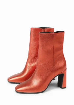Oranje Metallic Enkellaarsjes Met Hak^Sacha Best Sale