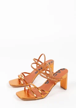 Oranje Metallic Hak Sandalen Met Bandjes^Sacha Hot