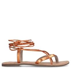 Oranje Metallic Leren Sandalen^Sacha New