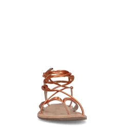 Oranje Metallic Leren Sandalen^Sacha New