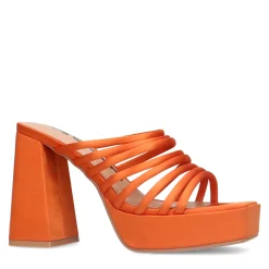 Oranje Satin Sandalen Met Plateau Hak^Sacha New