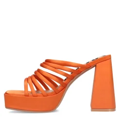 Oranje Satin Sandalen Met Plateau Hak^Sacha New