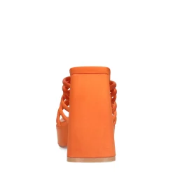 Oranje Satin Sandalen Met Plateau Hak^Sacha New