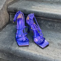 Paarse Metallic Sandalen Met Trechterhak^Sacha Clearance