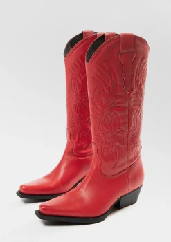 Rode Leren Cowboylaarzen^Sacha Store