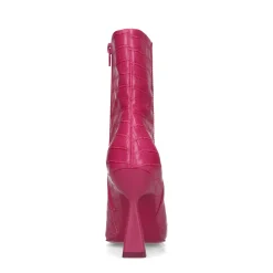 Roze Croco Enkellaarsjes Met Trechterhak^Sacha Shop