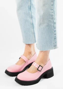 Roze Leren Loafers Met Hak^Sacha Discount