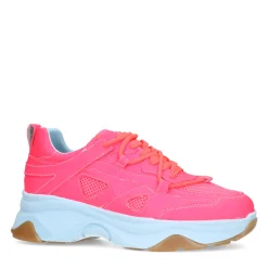 Roze Leren Platform Sneakers Met Lichtblauwe Zool^Sacha Shop