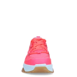 Roze Leren Platform Sneakers Met Lichtblauwe Zool^Sacha Shop