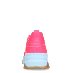 Roze Leren Platform Sneakers Met Lichtblauwe Zool^Sacha Shop