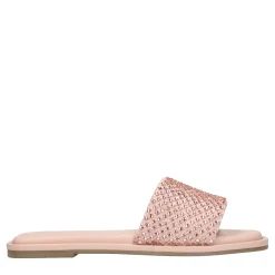 Roze Leren Slippers Met Strass Band^Sacha Shop