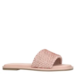 Roze Leren Slippers Met Strass Band^Sacha Shop