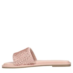 Roze Leren Slippers Met Strass Band^Sacha Shop