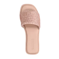 Roze Leren Slippers Met Strass Band^Sacha Shop