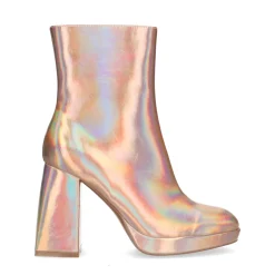 Roze Metallic Enkellaarsjes Met Hak^Sacha New