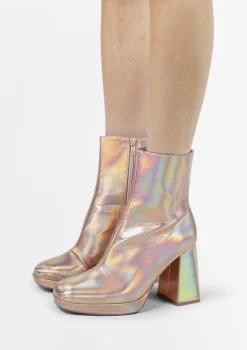 Roze Metallic Enkellaarsjes Met Hak^Sacha New