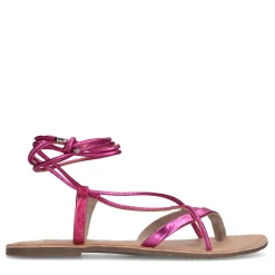 Roze Metallic Leren Sandalen^Sacha Best