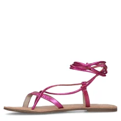 Roze Metallic Leren Sandalen^Sacha Best