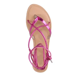 Roze Metallic Leren Sandalen^Sacha Best