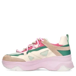 Roze Sneakers Met Beige En Groene Details^Sacha Discount