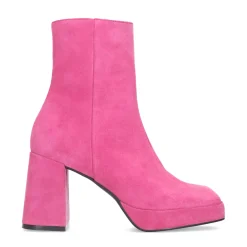 Roze Suede Enkellaarsjes Met Blokhak^Sacha Hot