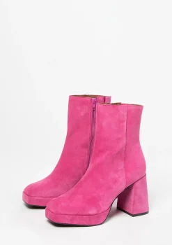 Roze Suede Enkellaarsjes Met Blokhak^Sacha Hot