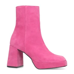 Roze Suede Enkellaarsjes Met Blokhak^Sacha Hot