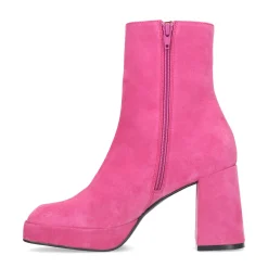 Roze Suede Enkellaarsjes Met Blokhak^Sacha Hot