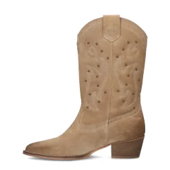 Taupe Cowboy Enkellaarsjes Met Studs^Sacha Cheap