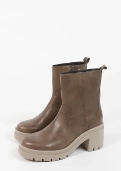 Taupe Enkelboots Met Plateau Hak^Sacha Best