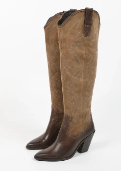Taupe Hoge Cowboylaarzen^Sacha Sale