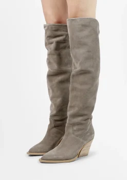 Taupe Hoge Suede Cowboylaarzen^Sacha Hot